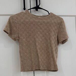 Women's Tan Checkered Top